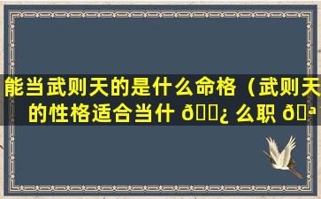 能当武则天的是什么命格（武则天的性格适合当什 🌿 么职 🪴 位）